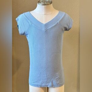 BDG (Urban Outfitters) Light Blue V-Neck Ribbed Women Top